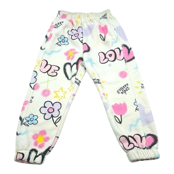 069 Zara Graffiti Love Print Joggers - Picture 2 of 4